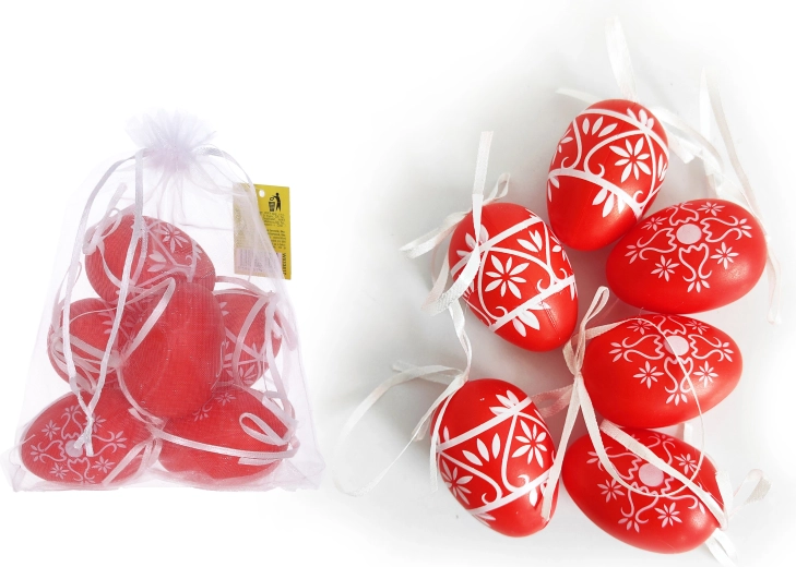 Œufs décoratifs en plastique rouges 6 cm