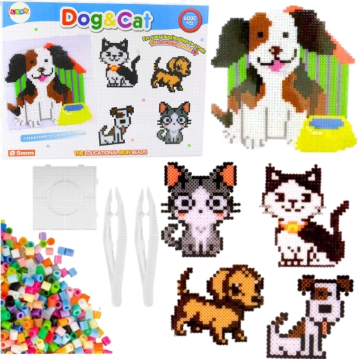Kit créatif de perles à repasser chien et chat, 6000 pièces