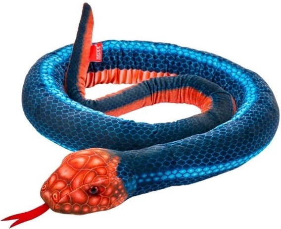 Serpent en peluche bleu‑orange 180 cm