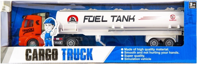 Camion-citerne à rétrofriction (pull-back) avec cabine rouge - 1 pièce