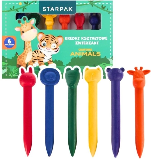 Crayons de cire avec animaux – 6 couleurs