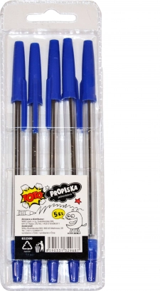 Lot de 5 stylos jetables – encre bleue