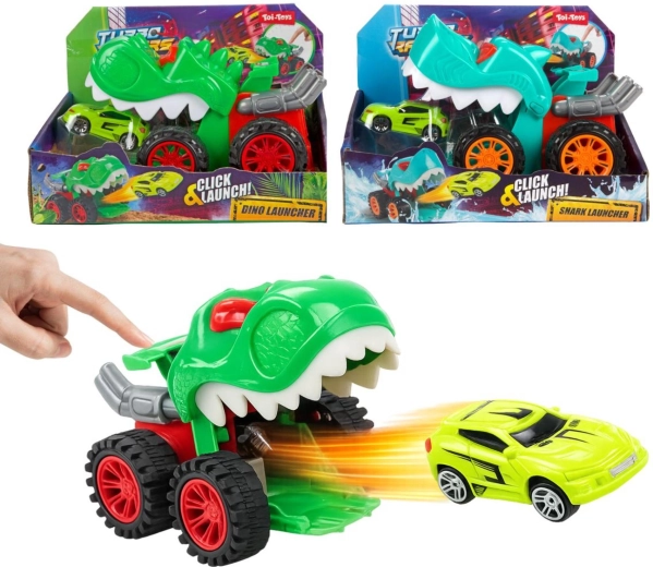 Voiture dinosaure à propulsion avec petite voiture