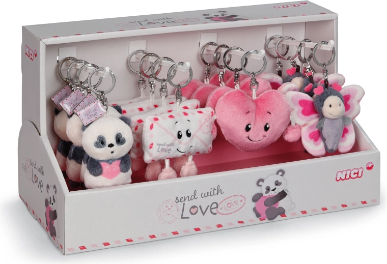 Presentoir Nici porte-clés Love 8 cm – assortiment cadeau de 4 motifs (16 pcs)