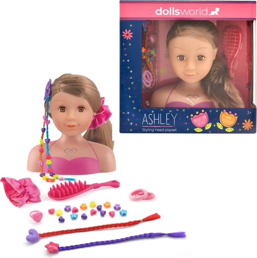 Dolls World tête à coiffer Ashley brune 21 cm