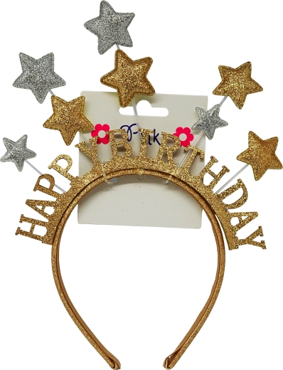 Serre-tête Happy Birthday avec petites étoiles