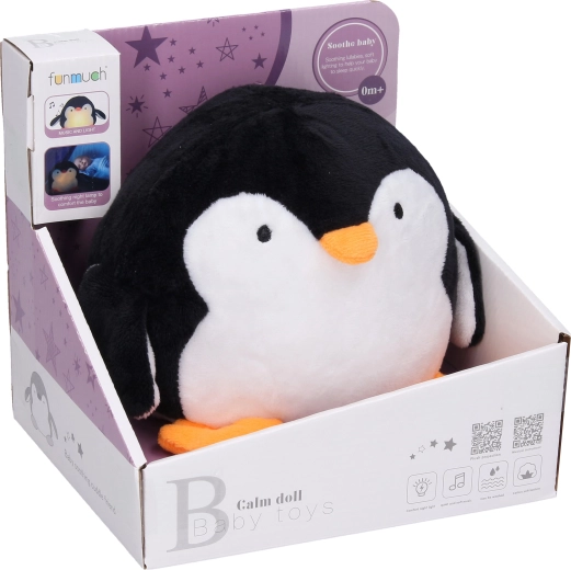 Veilleuse en peluche pingouin avec musique 22 cm