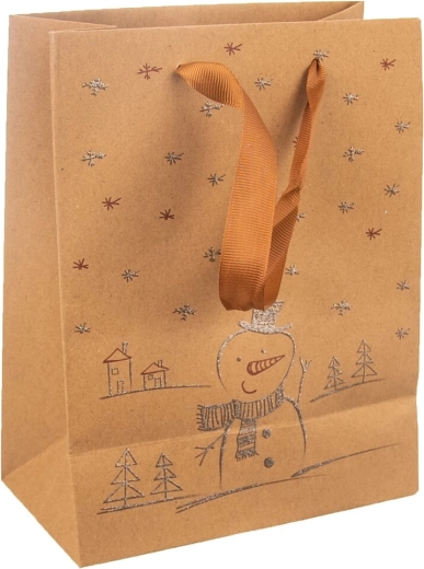 Sac cadeau en papier avec bonhomme de neige 18 × 10 × 23 cm