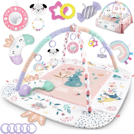 Tapis d’éveil éducatif interactif 3-en-1 110 × 100 cm Ptaszek NUKIDO
