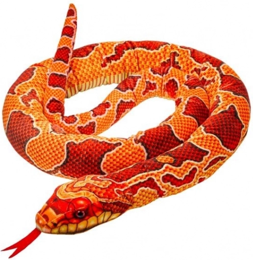 Serpent en peluche rouge‑orange 180 cm