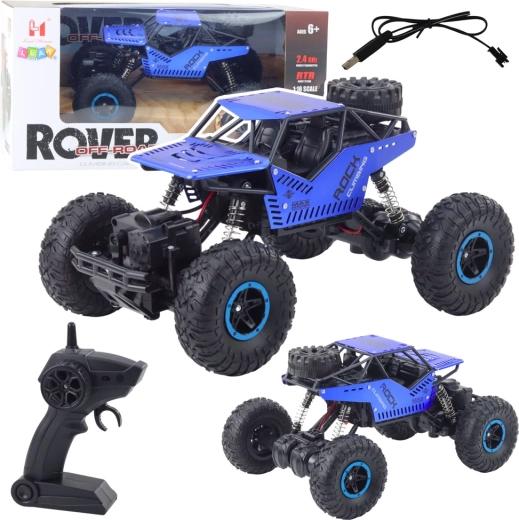Voiture tout-terrain RC télécommandée 2,4 GHz 1:16 bleue