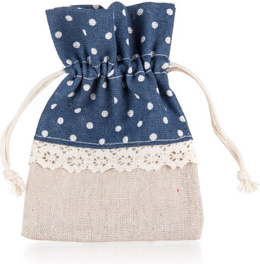 Pochette décorative en coton à pois 10 × 13 cm