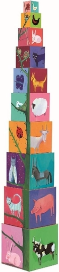 Tour de cubes avec motifs de nature et d’animaux