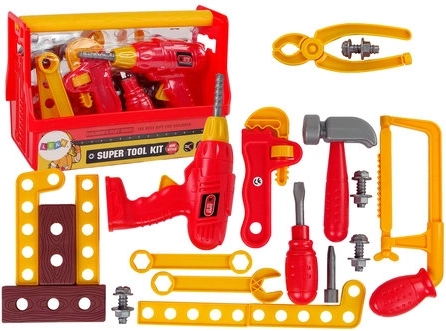 Set d’outils pour enfants avec mallette, perceuse et pince – rouge