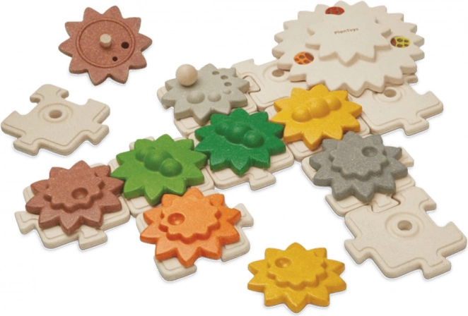 PlanToys set en bois d’engrenages et puzzle