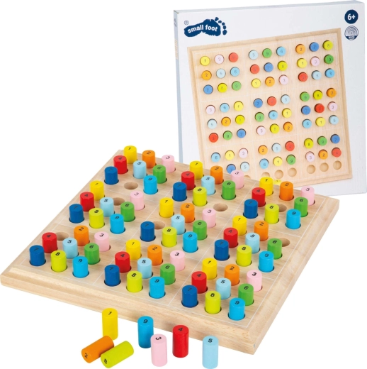 Sudoku en bois avec rouleaux colorés