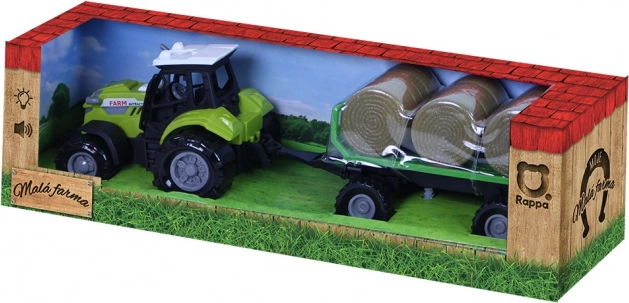 Tracteur avec sons et lumières avec remorque et ballots de paille