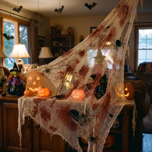 Décoration textile d’Halloween rouge et blanche 91 x 76 cm