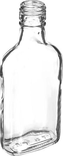 Flacon plat en verre 200 ml – bouteille de poche transparente avec bouchon vissé 28 mm