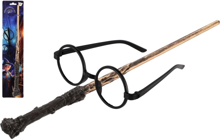 Set de magicien avec baguette et lunettes pour enfants