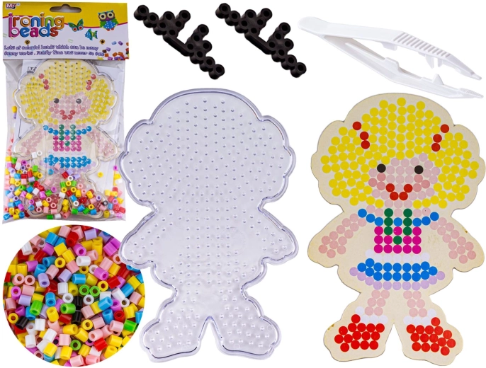 Perles à repasser avec modèle : petite fille en robe