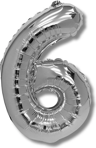 Ballon aluminium chiffre 6 argenté 40 cm