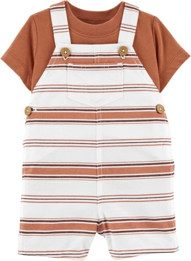 Ensemble 2 pièces Carter’s pour bébé : t-shirt à manches courtes et short à bretelles à rayures marron