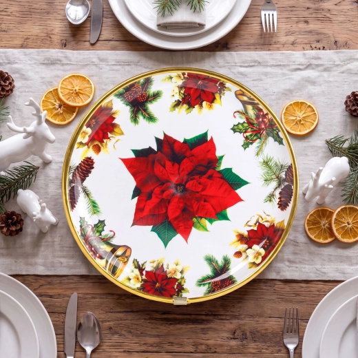 Assiette de Noël en plastique avec étoile de Noël, 22 cm