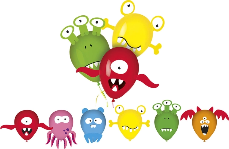 Ballons avec illustrations MY PARTY Monsters, 6 pcs
