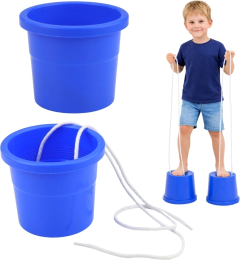 Échasses seaux pour l’entraînement de l’équilibre, bleues, 2 pièces