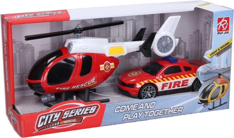 Hélicoptère de pompier avec effets et voiture
