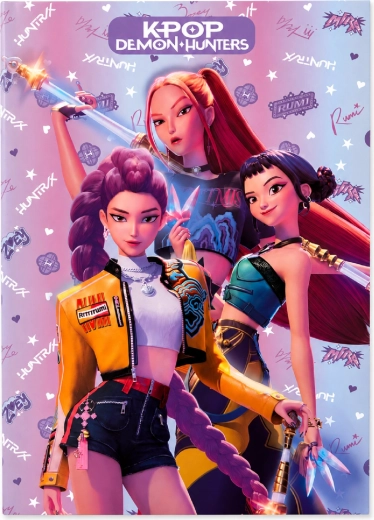 Cahier scolaire ligné KPop Demon Hunters A4 50 pages violet
