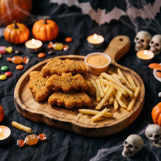 Plateau de service en bois en forme de citrouille pour Halloween