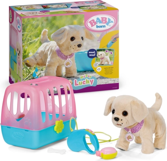 BABY born Mon joyeux petit chien avec caisse de transport