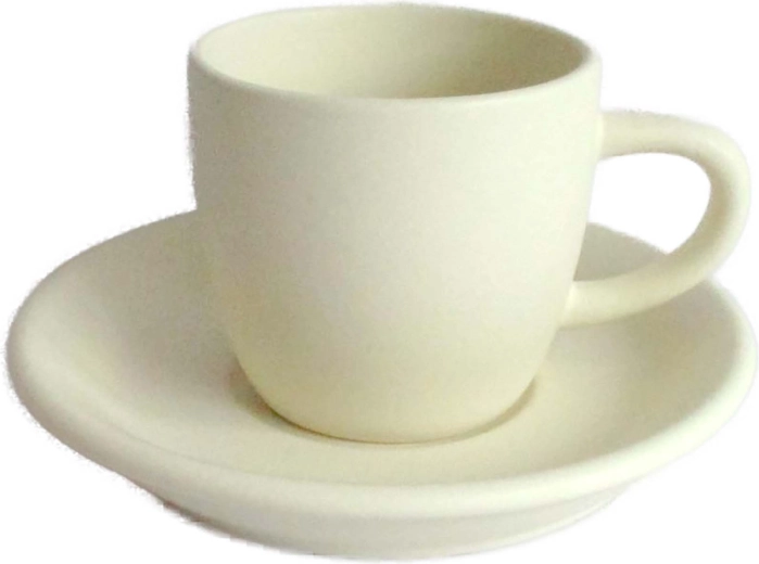 Tasse avec soucoupe 120 ml en céramique mate blanc crème