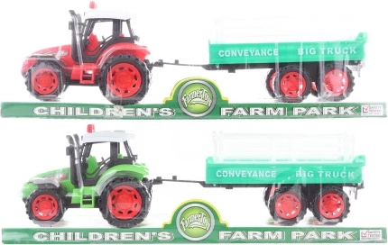 Tracteur en plastique avec volant d’inertie et remorque 32 cm