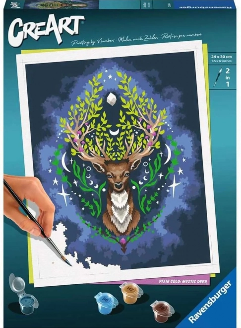 creart pixie cold : cerf mystique peinture par numéros 24 × 30 cm