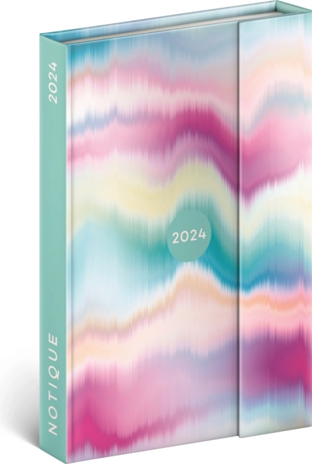 Agenda hebdomadaire magnétique 2024, motif batik, 11 × 16 cm