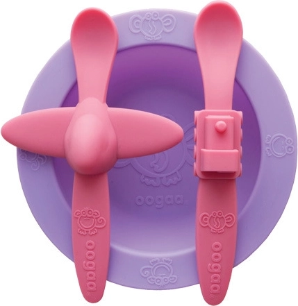 Set de vaisselle pour enfants Oogaa violet avec rose
