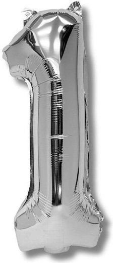 Ballon en aluminium chiffre 1, 40 cm, argenté