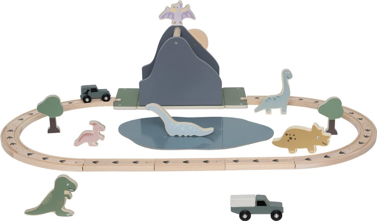 Circuit de train en bois Jabadabado Dino