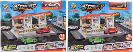 Kit de construction station-service avec petite voiture en métal - 1 pièce