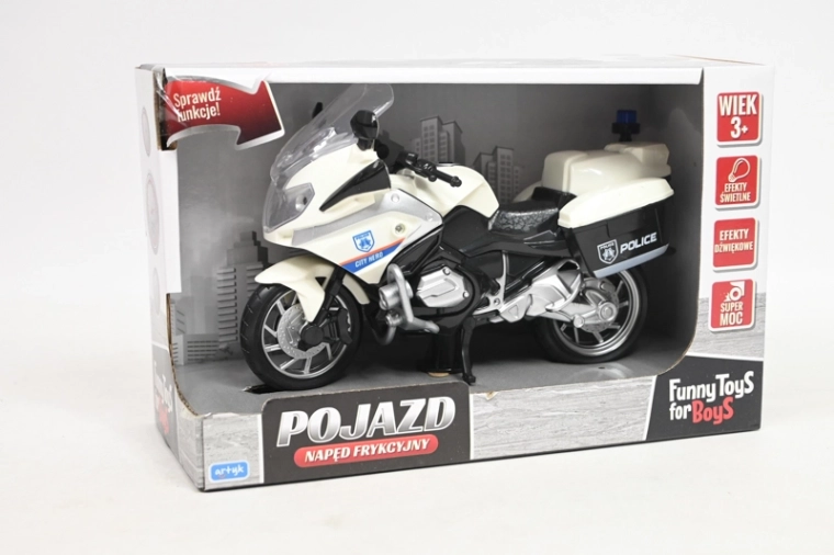 Moto de police à friction avec lumière et son