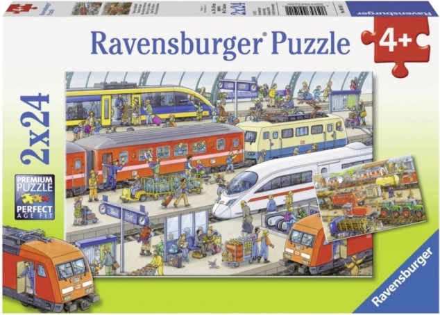 Puzzle Gare ferroviaire animée 2x24 pièces Ravensburger