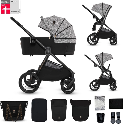 KINDERKRAFT Nea 2 poussette combinée 2en1 Lunar Black Bizuu