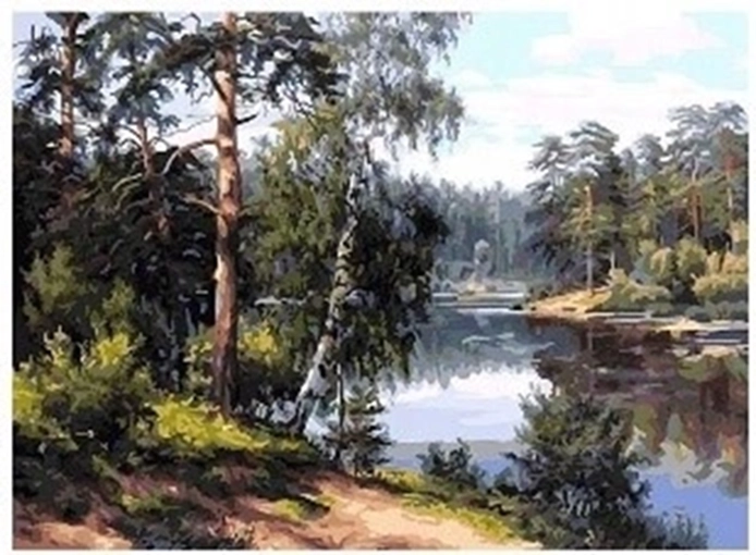 Peinture diamant – lac en forêt 30 × 40 cm