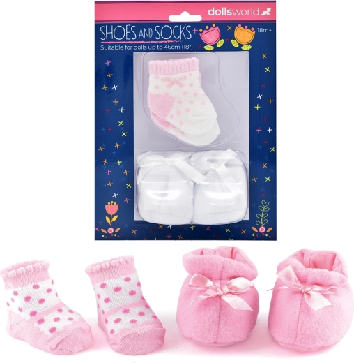 Dolls World chaussures et chaussettes pour poupées 46 cm, 2 modèles