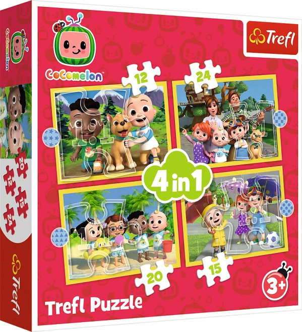Puzzle 4 en 1 Cocomelon, Découvre les héros Trefl
