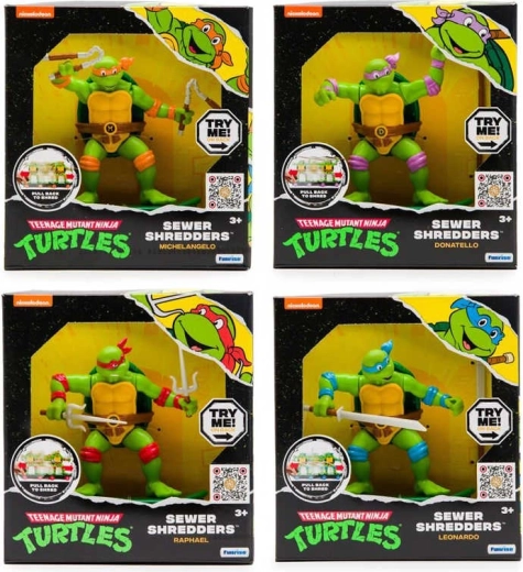 Figurine d’action Tortues Ninja Sewer Shredders sur skateboard avec mécanisme de marche arrière - 1 pièce