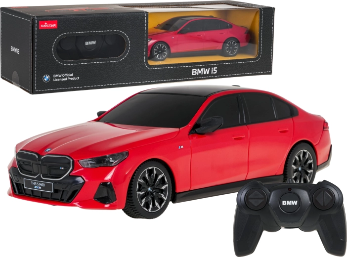 Voiture BMW i5 RASTAR radiocommandée rouge à l’échelle 1:24